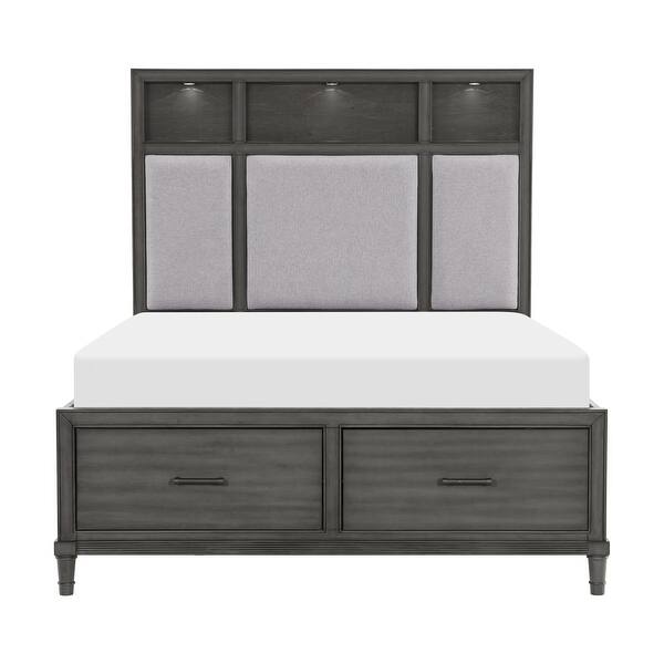 Rosaleen Gray LED Fabric Upholstered Storage Platform Bed On Sale