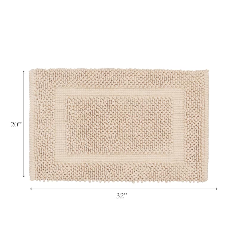Sophie Border Ultra-plush Chenille Non-Slip Cotton Bath Mat