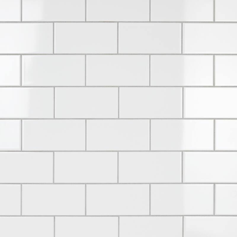 Merola Tile Projectos Urban Glossy White 3-7/8" x 7-3/4" Ceramic Wall Tile - Sample swatch