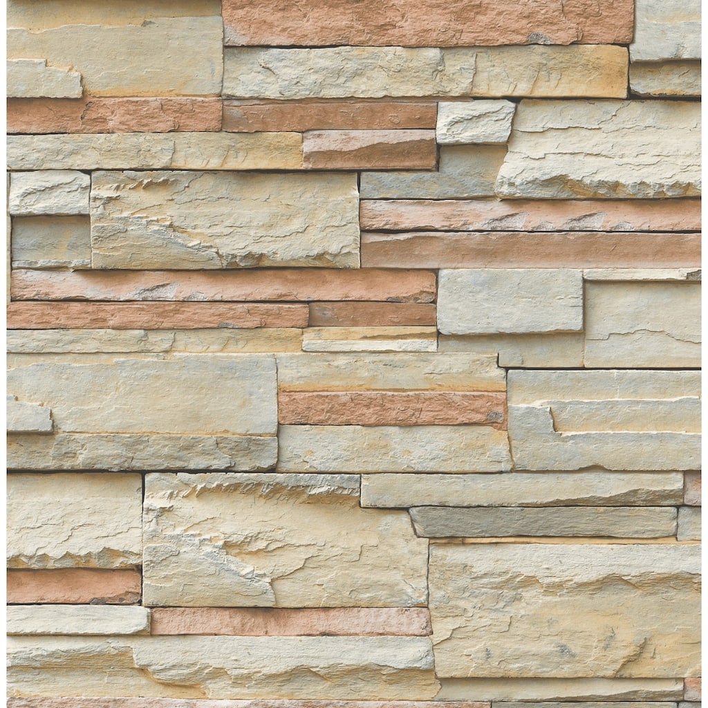 Seabrook Designs Whitaker Faux Stone Unpasted Wallpaper