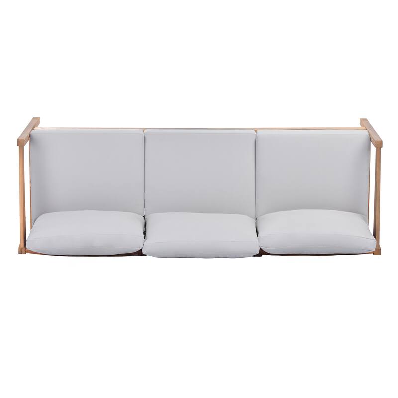 Christopher Knight Home - 76.38" W Outdoor Teak Finish Solid Wood 3-Seater Sofa with Cushions