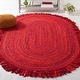 preview thumbnail 21 of 69, SAFAVIEH Handmade Braided Libby Country Cotton Rug with Fringe 3' x 5' Oval - Red