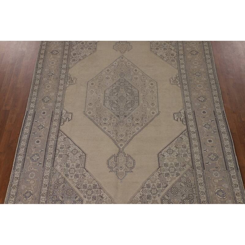 Geometric Tabriz Persian Vintage Area Rug Hand-Knotted Wool Carpet - 7'6"x 11'7"