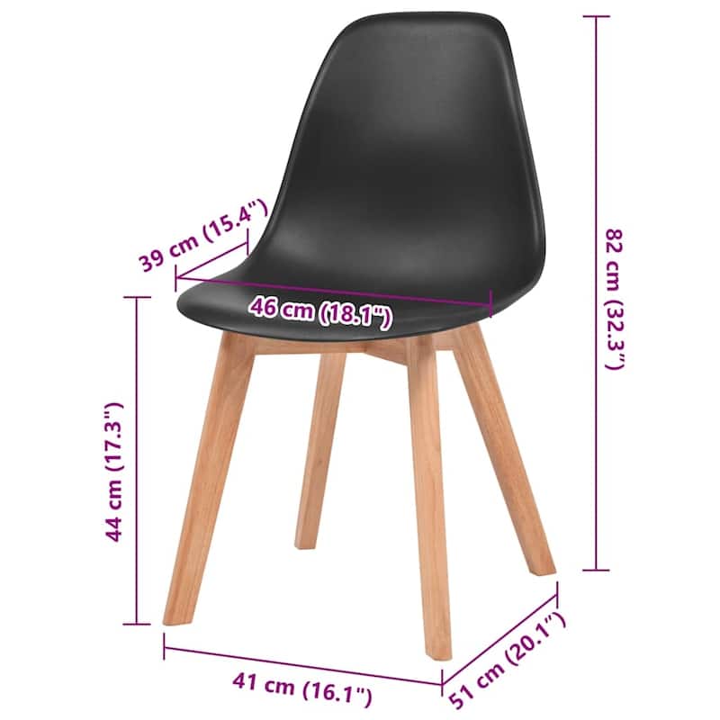 vidaXL Dining Chairs Accent Side Chair with Wooden Legs for Kitchen Plastic