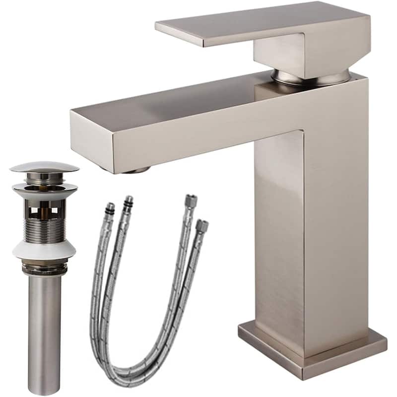 Single Hole Bathroom Faucet with Pop-up Drain - Brushed Nickel