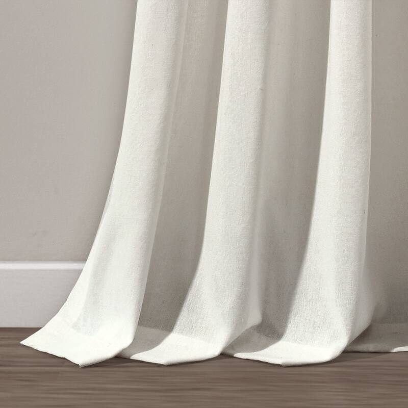 Lush Decor Linen Button Pinched Pleat Window Curtain Single Panel - 84" x 40"