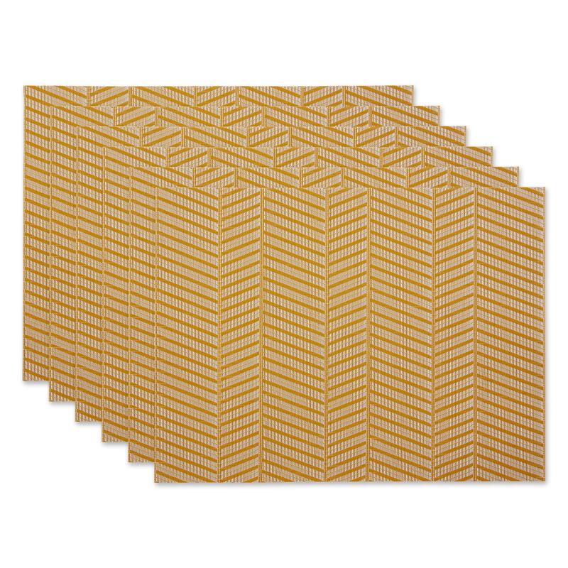 DII Antique Green Textured Twill Weave Placemat 6 Piece - Honey Gold