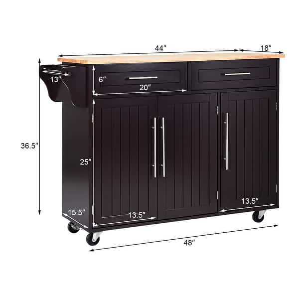 Costway Kitchen Island Trolley Cart Wood Top Rolling Storage Bed Bath & Beyond 28904014