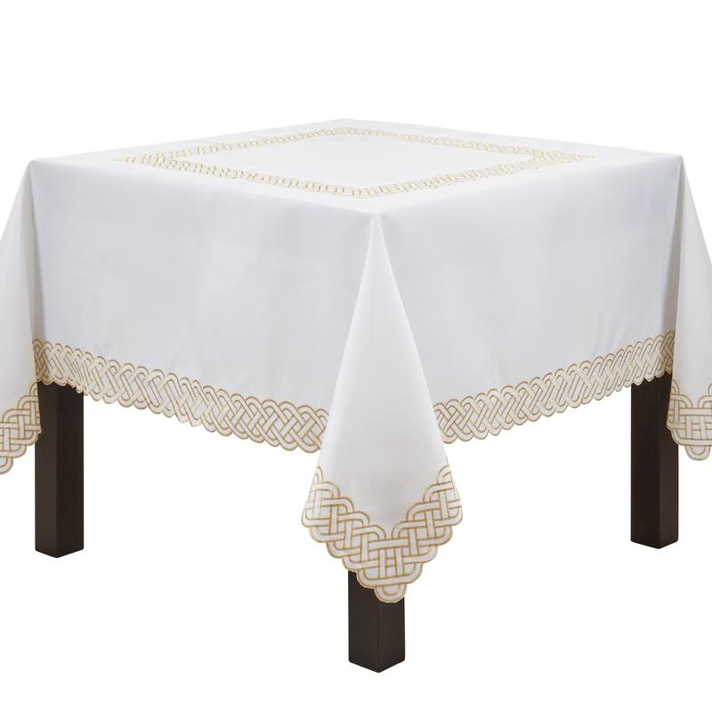 Braid Embroidered Design Tablecloth - 70" - Gold