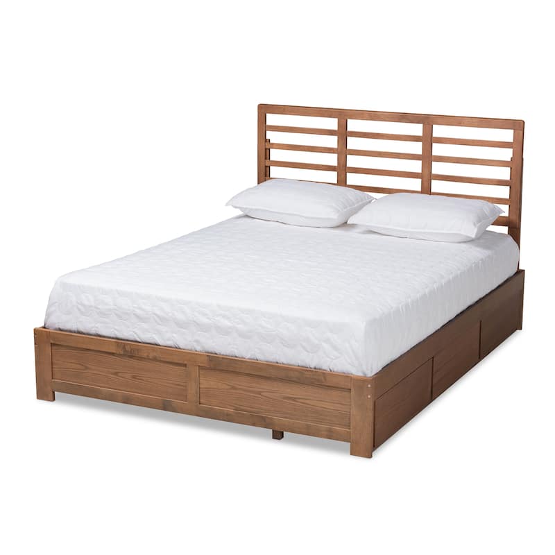 Piera Ash Brown Finished Wood 3-Drawer Platform Storage Bed - Queen