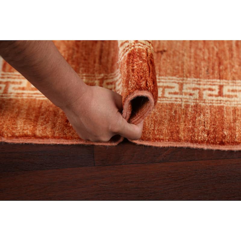 Geometric Bordered Gabbeh Kashkoli Runner Rug Hand-knotted Wool Carpet - 2'5" x 4'8"