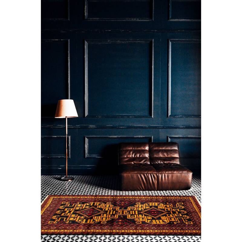 Teimani Black Rug 3'7" x 5'8" - 3'7 x 5'8