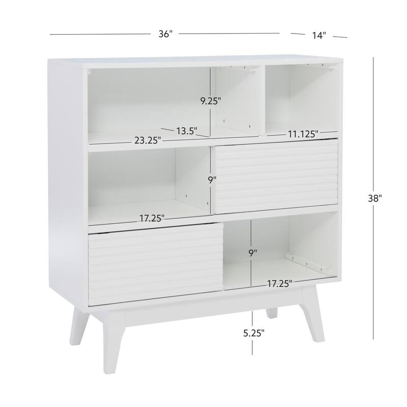 Whitney Wood Bookcase with Sliding Doors