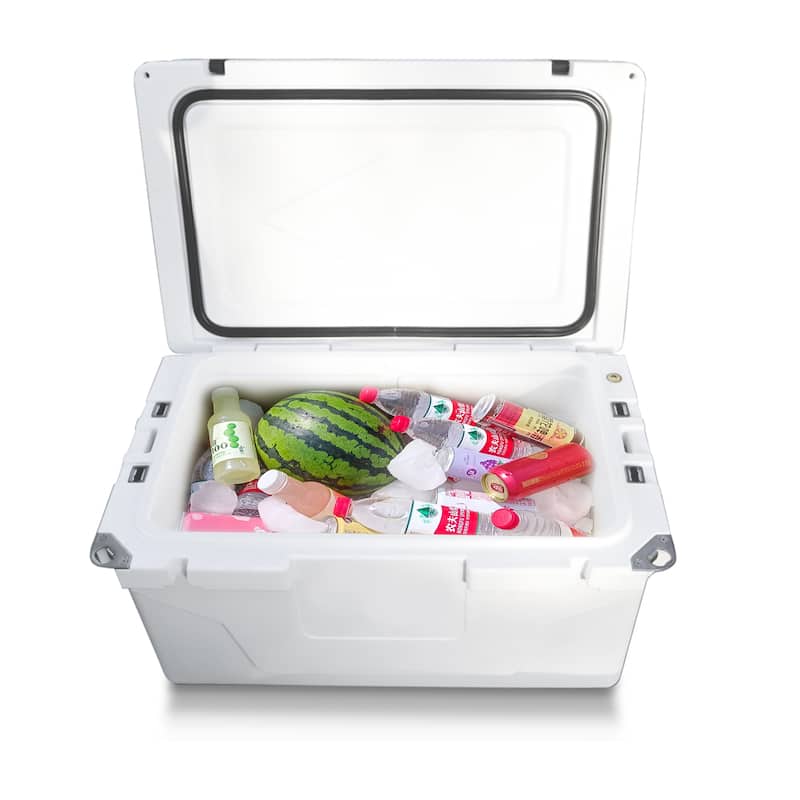 Camping Cooler Beach Cooler Portable Cooler Beverage Cooler with Rope Handles Non-Slip Rubber Pads Bottle Opener and Wheels