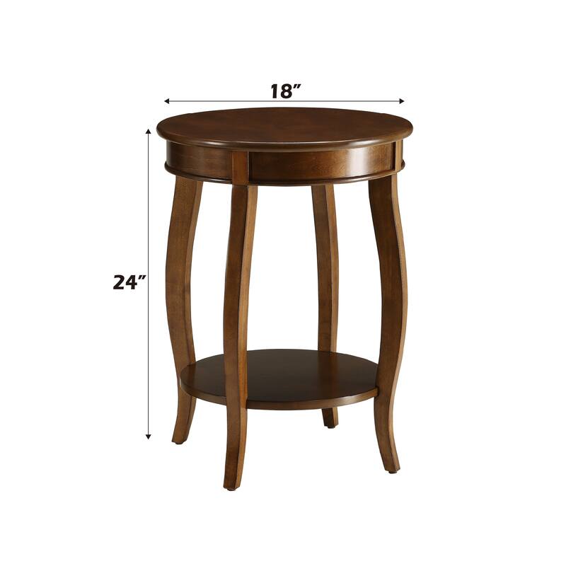 Charming Walnut Finish Accent Table with Open Shelf Storage