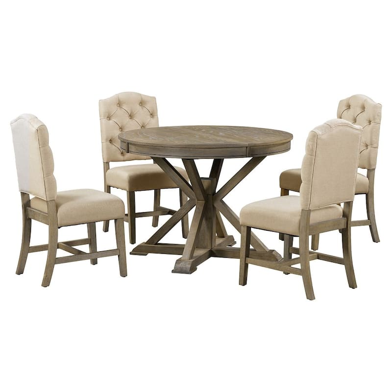 5-Piece Dining Set with Extandable Round Table