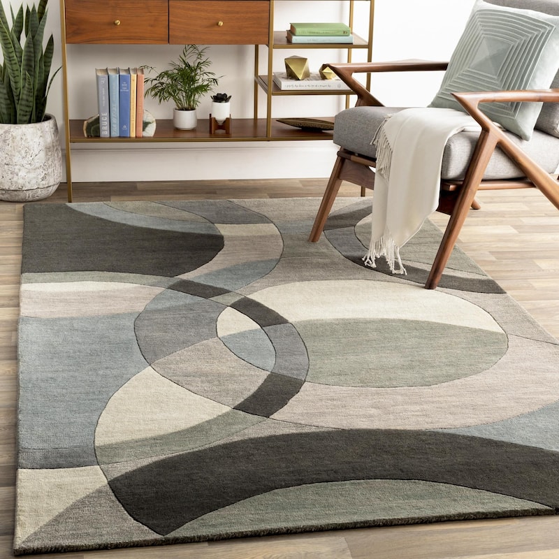 Livabliss Forum Mid-Century Geometric Hand Tufted Area Rug - 10' x 14' - Grey - Rectangle