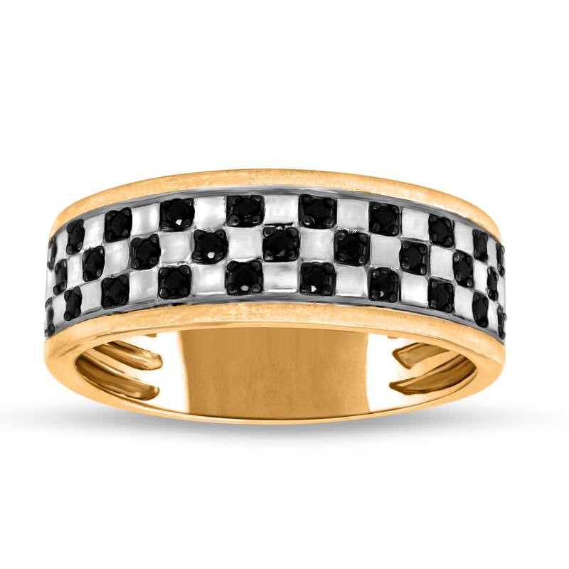 1/4 Cttw Natural Diamond 14KT White Gold Gents Ring - 11 - Yellow