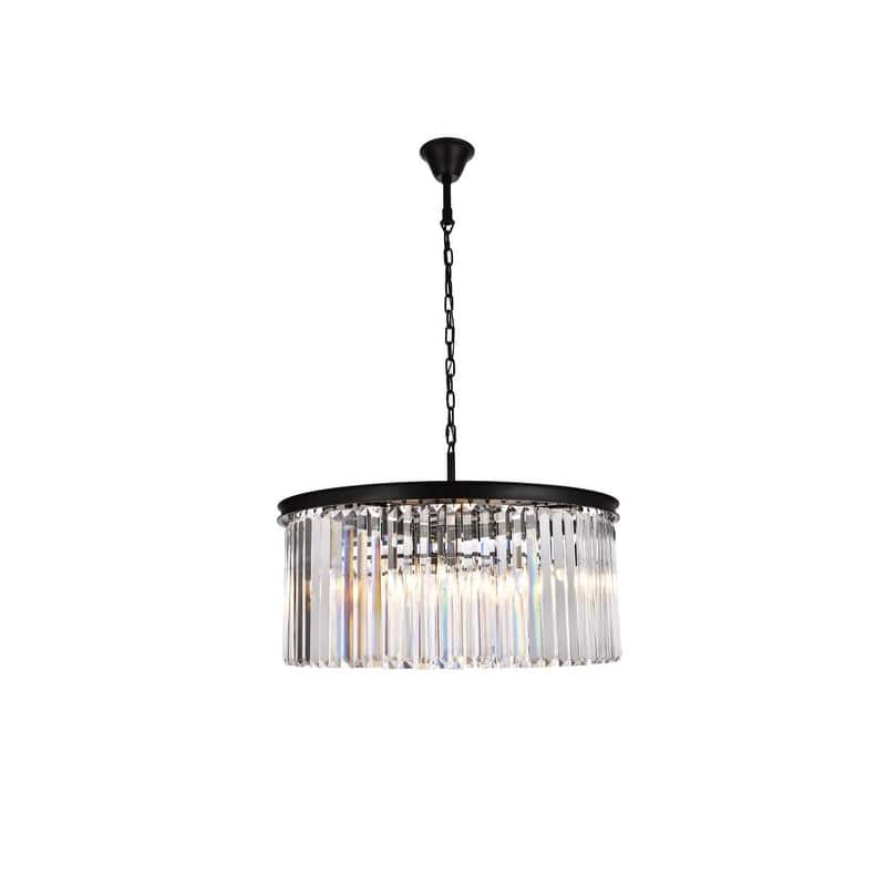 Royce Edge 8-Light Matte Black Chandelier - matte black (royal cut clear crystals)