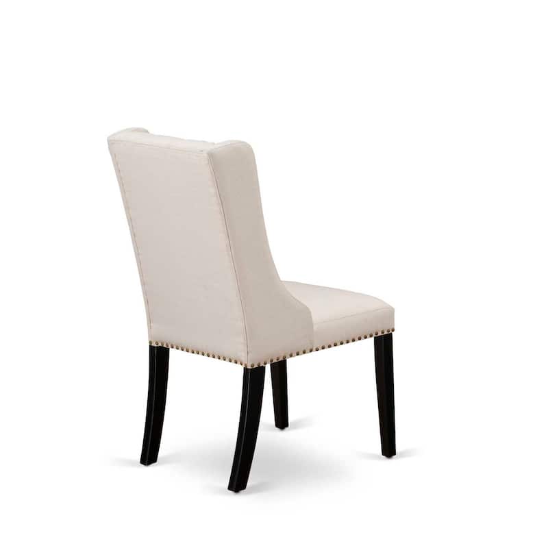 Parson Dining Chairs Set of 2 - Linen Fabric Upholstered Chairs with Nailhead Trim