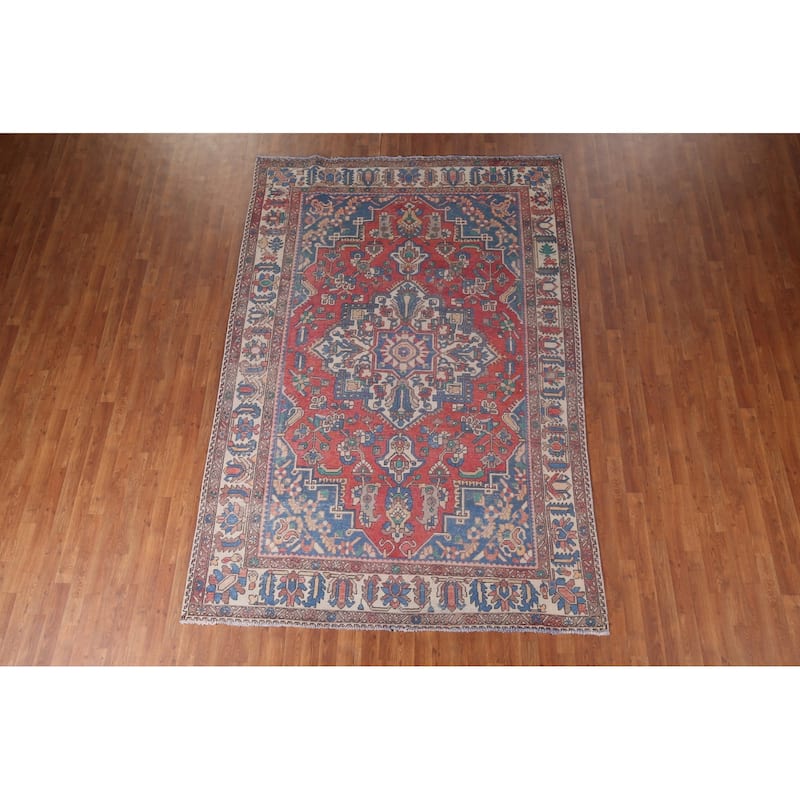 Bakhtiari Persian Vintage Area Rug Handmade Wool Carpet - 6'10"x 10'1"
