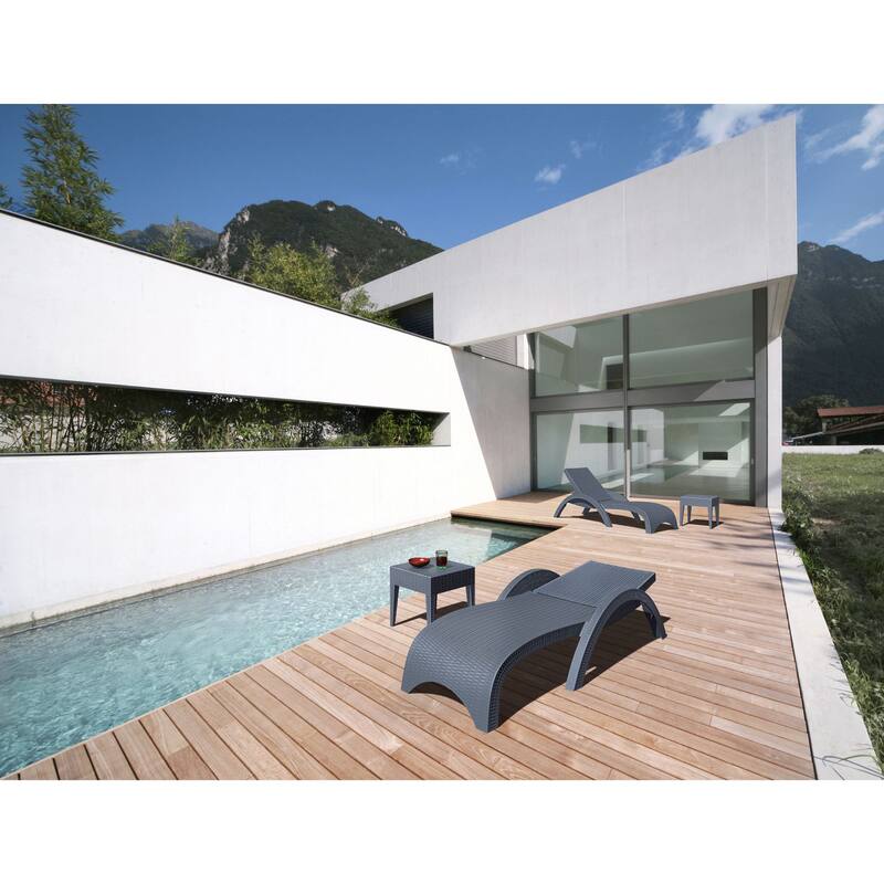 18" Gray Outdoor Patio Wickerlook Square Side Table