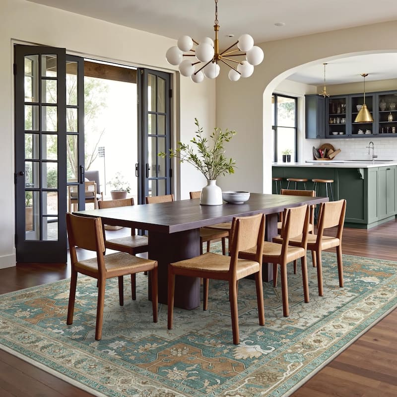 Mcow Neutral Floral Low Pile Machine Washable Non-Slip Area Rug - 8'X10'