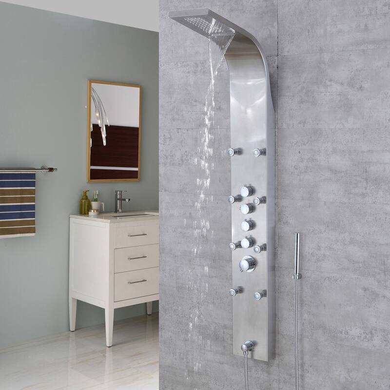 Luxier SP22-CEC 61 in. 8-Jet Waterfall Shower Panel Tower System