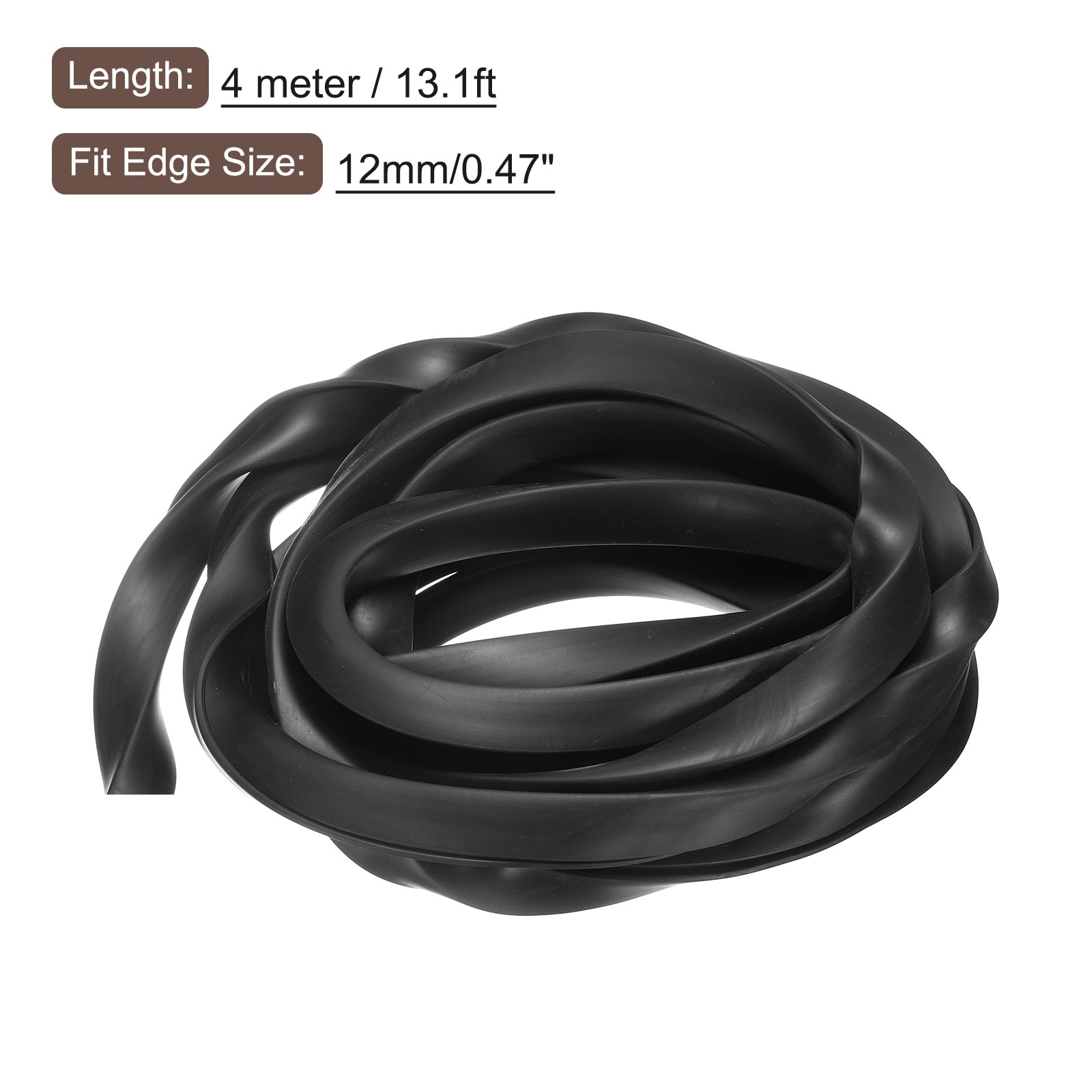 U Channel Edge Trim, Rubber Guard Seal Strip Edge Protector Flat Type - Black