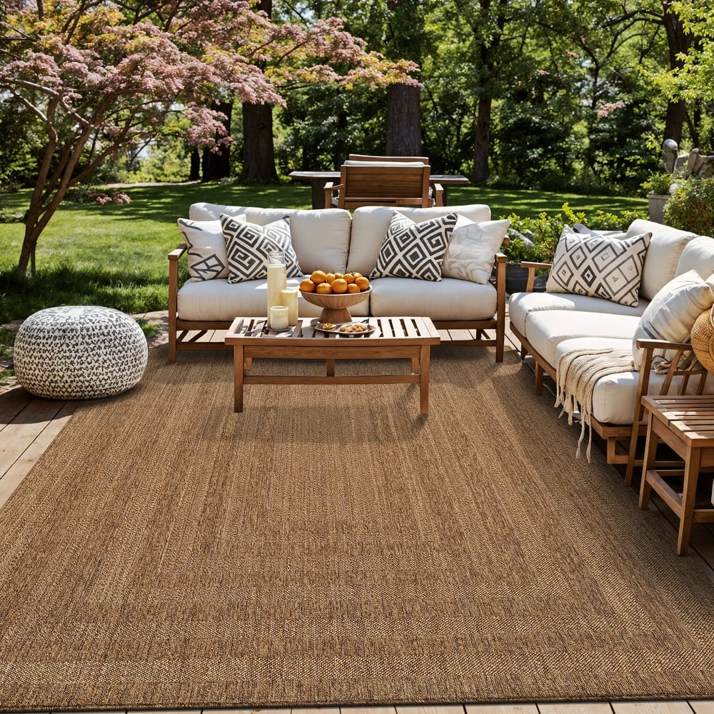 World Rug Gallery Geometric Indoor/Outdoor Flat Woven Area Rug