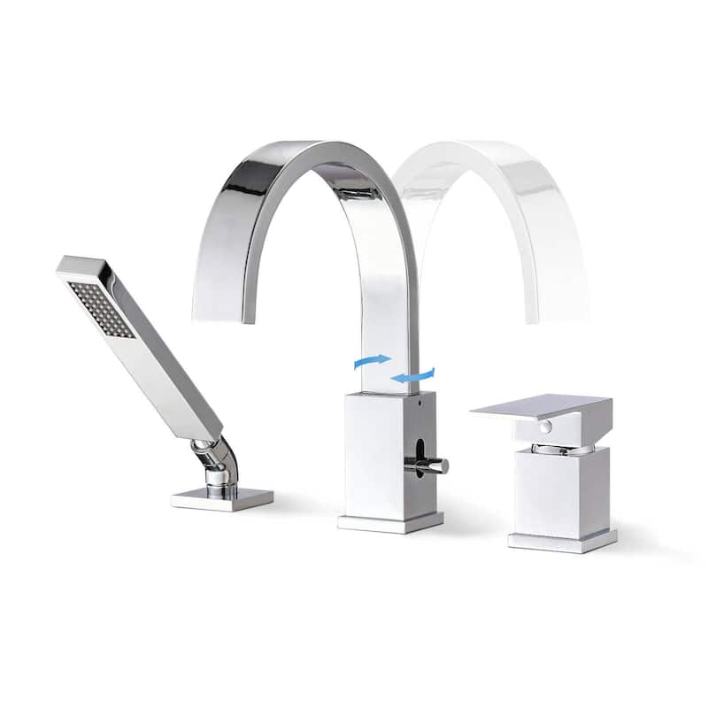 Single Handle Deck Roman Tub Faucets/Filler with Handheld Shower - Chrome