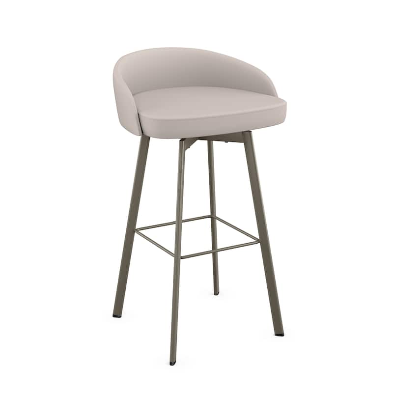 Amisco Cruz Swivel Counter and Bar Stool - Cream Faux Leather / Grey Metal - Bar Height
