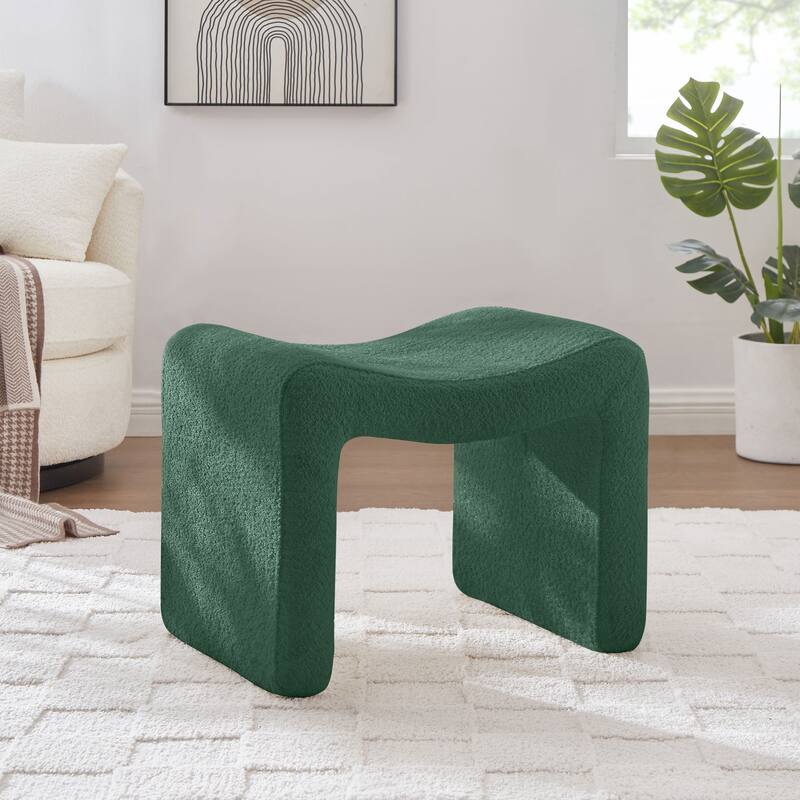 VANOMi Upholstered Pouf, Mid-Century Modern Ottoman, Cometemporary Foot Stool For Living Room Extra Vanity Seat For Small Space
