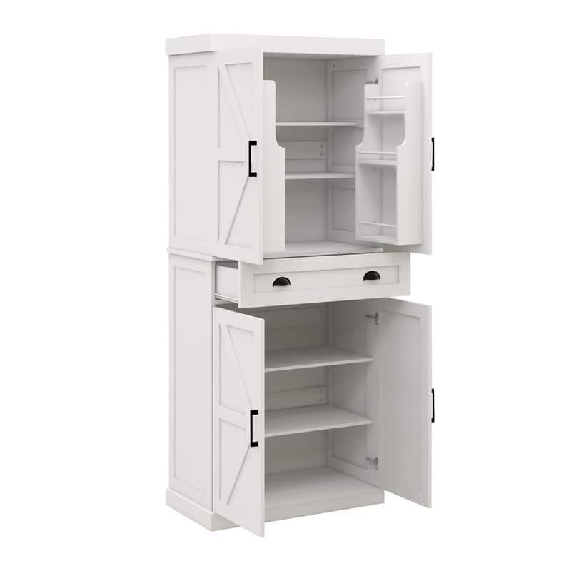 71" Kitchen Pantry Storage Cabinet with 4 Doors,1 Drawer, 2 Adjustable Shelves