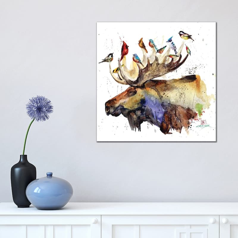 iCanvas "Moose and Birds" by Dean Crouser Canvas Print - 18x18x1.5