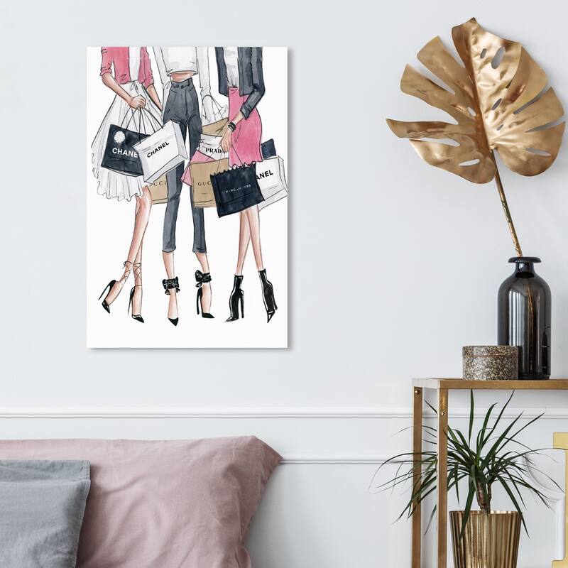 Wynwood Studio 'Shopping Date' Fashion and Glam Wall Art Canvas Print Lifestyle - White, Pink - 16 x 24