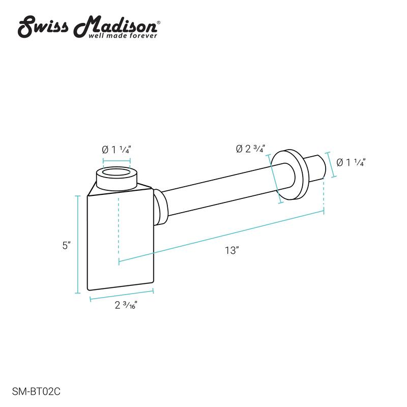 Oval Bottle Trap Drain, Chrome
