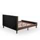 preview thumbnail 26 of 28, 3 Pc Bed Set - Bed Frame with Brown Linen Fabric Padded - Button Tufted Headboard - 2 Wooden Nightstand (Bed Size Options)