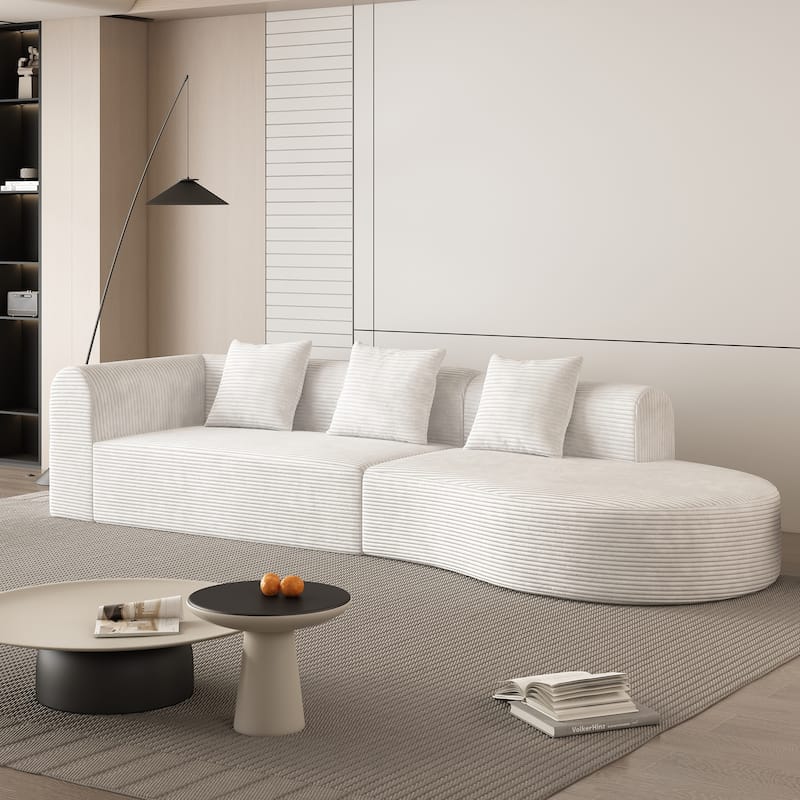 123.2" Corduroy Cloud 4-Seater Sectional Sofa