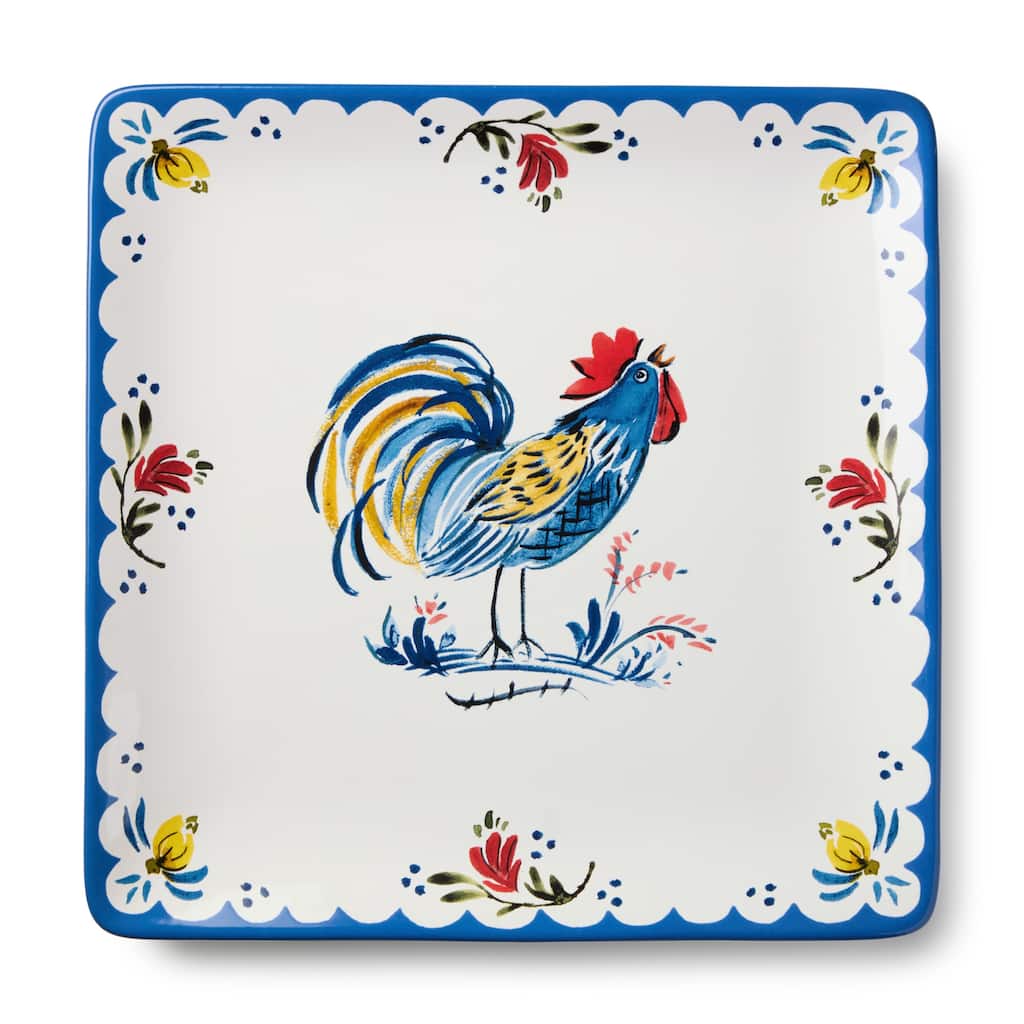 Certified International French Rooster Square Platter 12.5" - 12.50"L x 12.50"W x 1.25"H