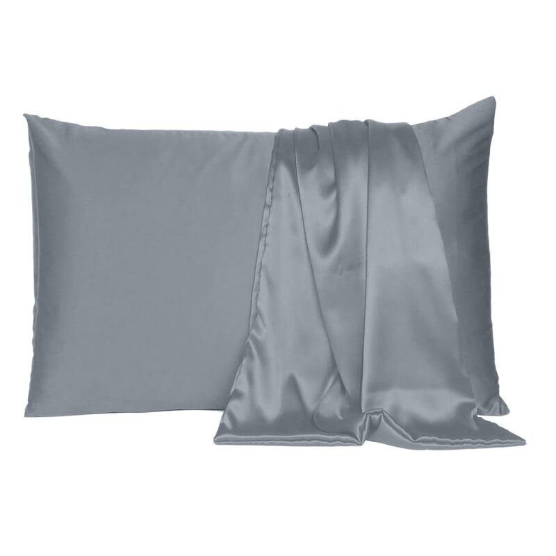 HomeRoots Dark Gray Dreamy Set Of 2 Silky Satin Standard Pillowcases - Grey - 20' X '26' X '1
