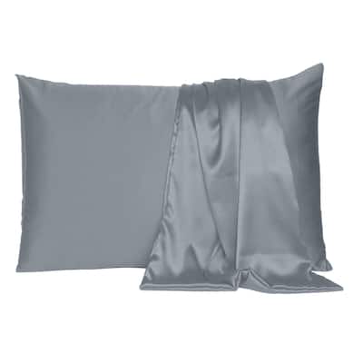 HomeRoots Dark Gray Dreamy Set Of 2 Silky Satin Standard Pillowcases