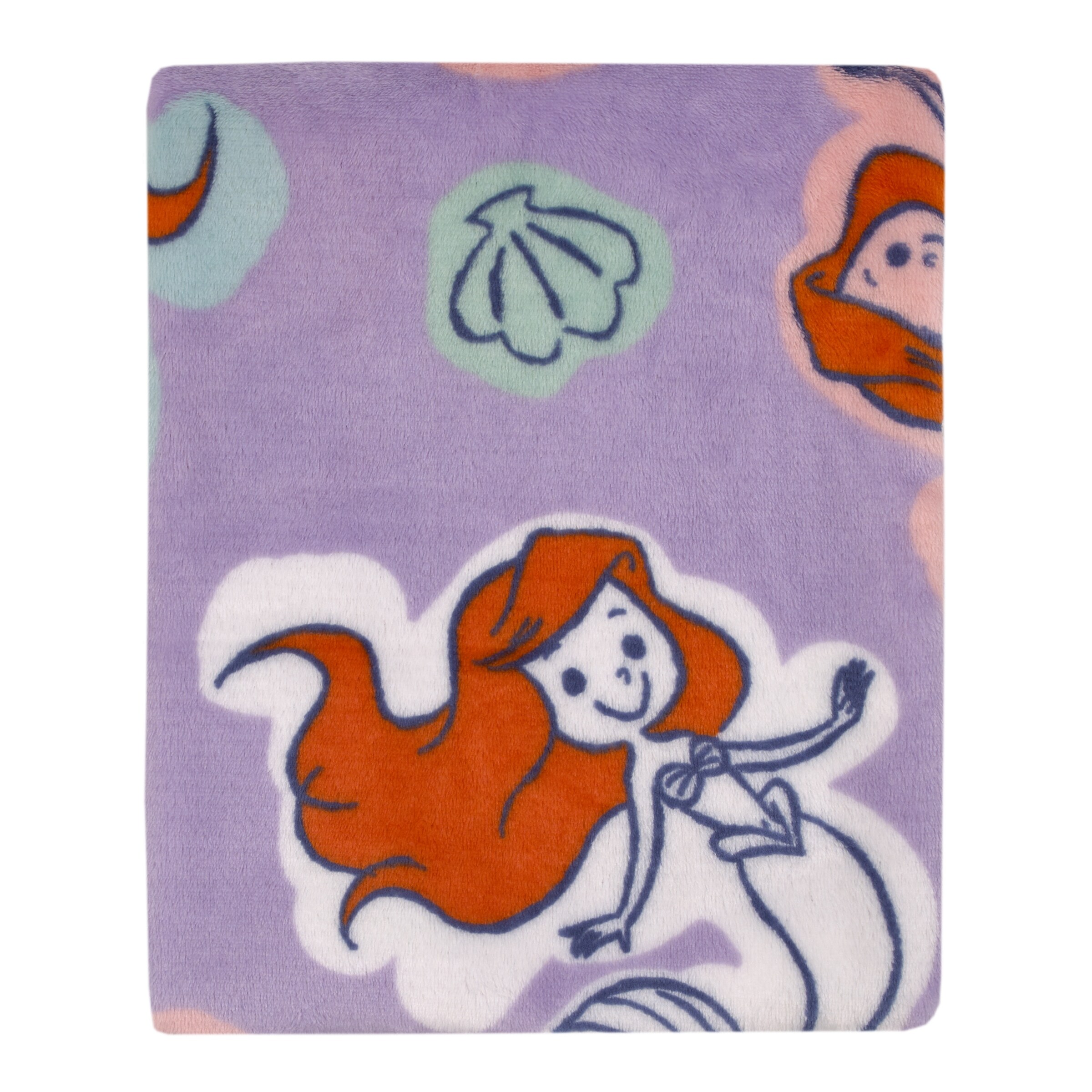 Disney The Little Mermaid Orange Lavender Aqua And White Ariel Super Soft Baby Blanket