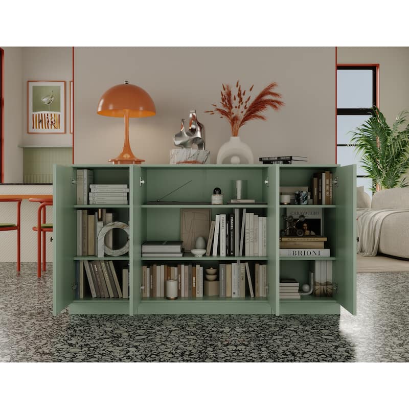 100% Solid Wood 65" Sideboard with Clear, Frosted Glass or Solid Wood Doors by Palace Imports