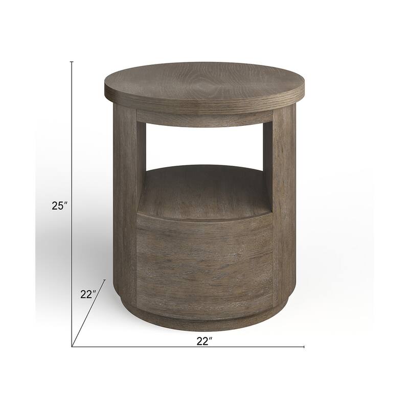 Magnussen Home Bosley Lt. Brown Porpoise Round End Table - 22''W x 22''D x 25''H