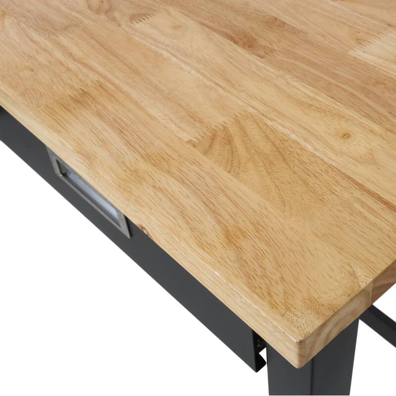 Heavy Duty 60-Inch Mobile Workbench with Solid Wood Top and Storage Drawers for Garage Home Office