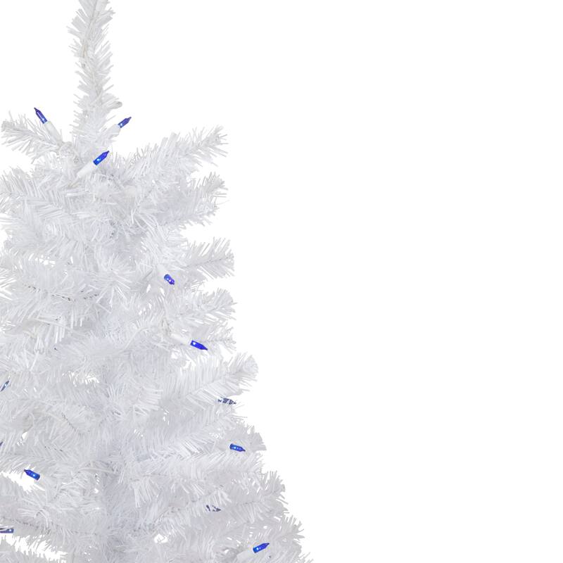 3' Woodbury White Pine Slim Artificial Christmas Tree, Blue Lights - 3 Foot
