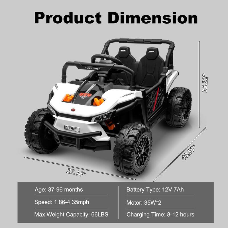 12V 7AH Ride On UTV, Battery Powered Electric Vehicle w/Remote Control