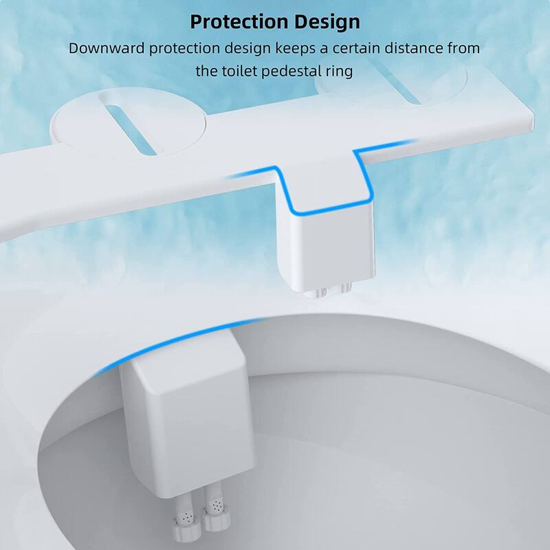 Dual Nozzle for Frontal & Rear Wash Self Cleaning Bidet Attachment