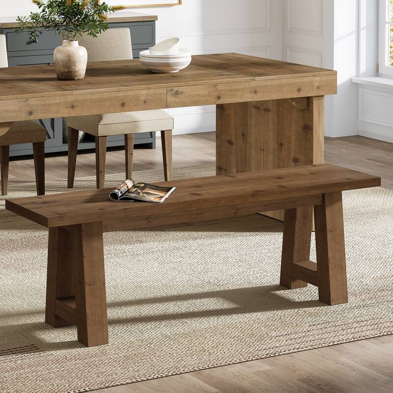 55" Farmhouse Long Bench for Entryway, Dining Room, Hallway